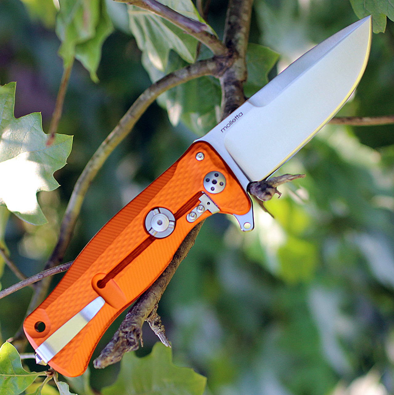 Lion Steel SR-11 Aluminium Orange SR11AOS, 3.70" Sleipner Plain Blade