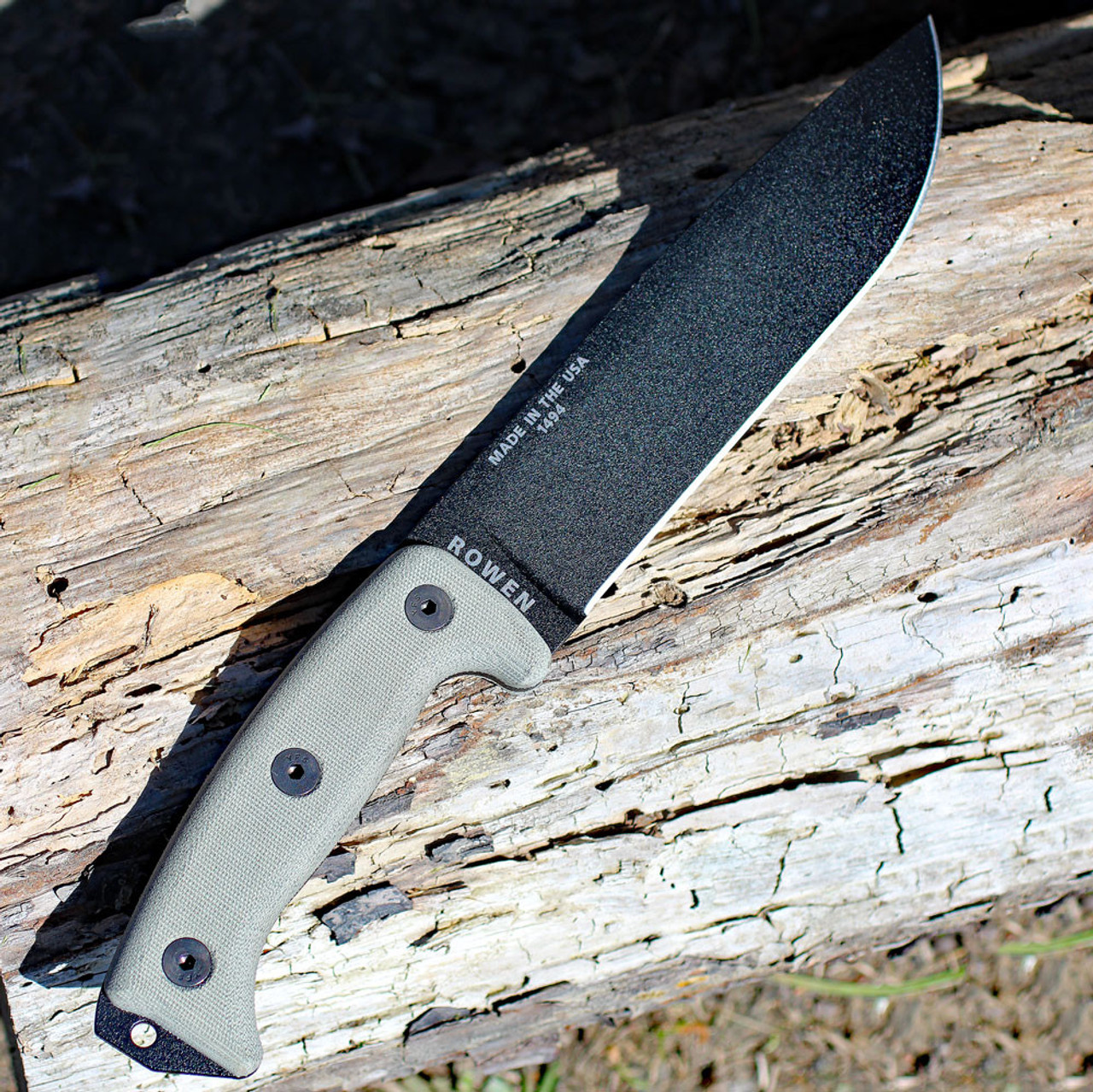 ESEE-Junglas II Fixed Blade Machete (Junglas-II-E)-10.38" Black Drop Point Blade, Tan Micarta Handle