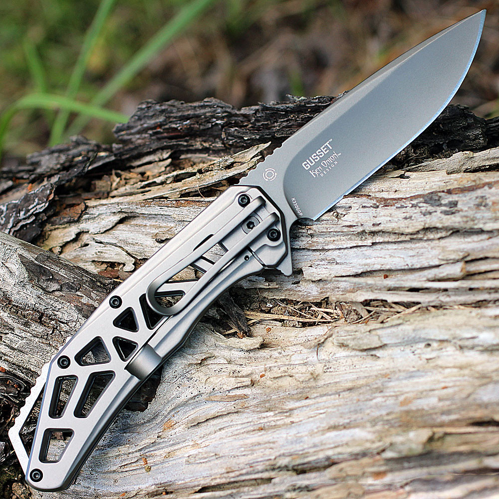 CRKT Gusset Ken Onion Gray TiNi Folding Knife 330GGP | Knifeworks
