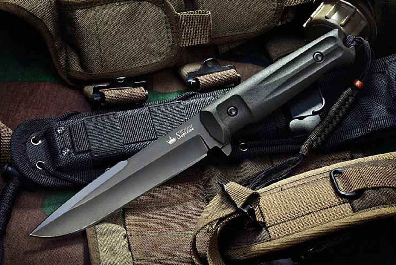 Kizlyar Supreme Delta, D2 Black Fixed Blade, Kraton Handle
