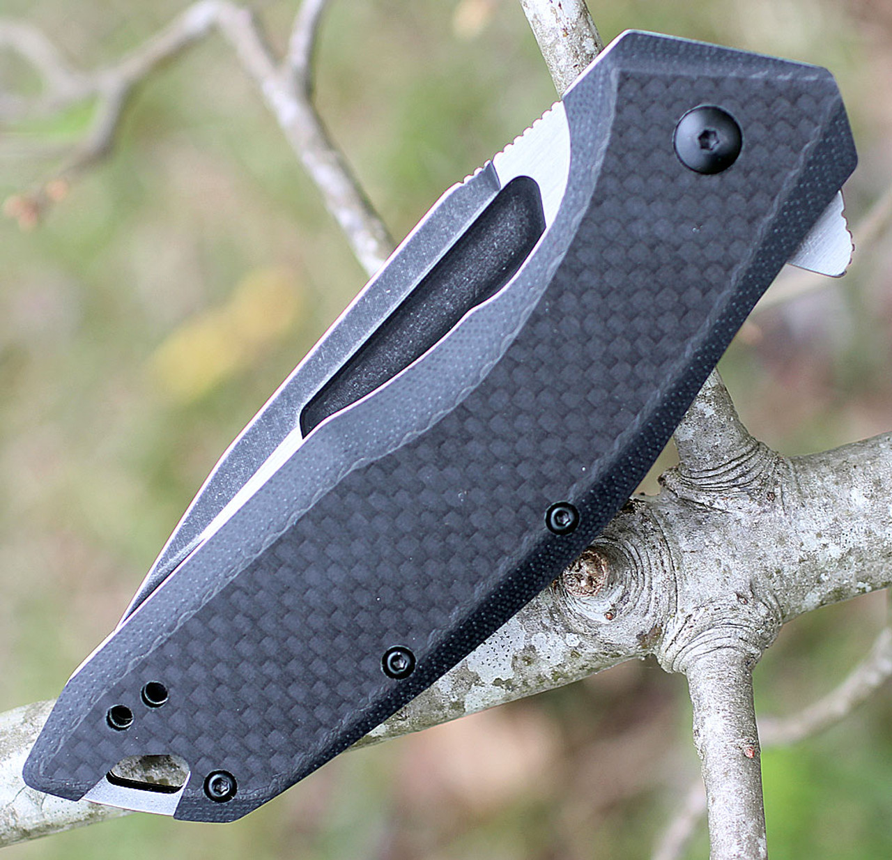 Kershaw Flourish Assisted Opening Knife (3935)- 3.50" Blackwashed 8Cr13MoV Drop Point Blade, Black G-10 Handle