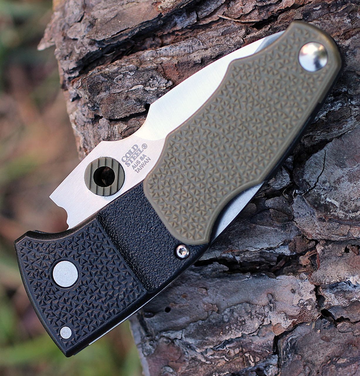 Cold Steel 28E Grik, 3" AUS 8A Plain Blade, Black/OD Green G-10 Handle