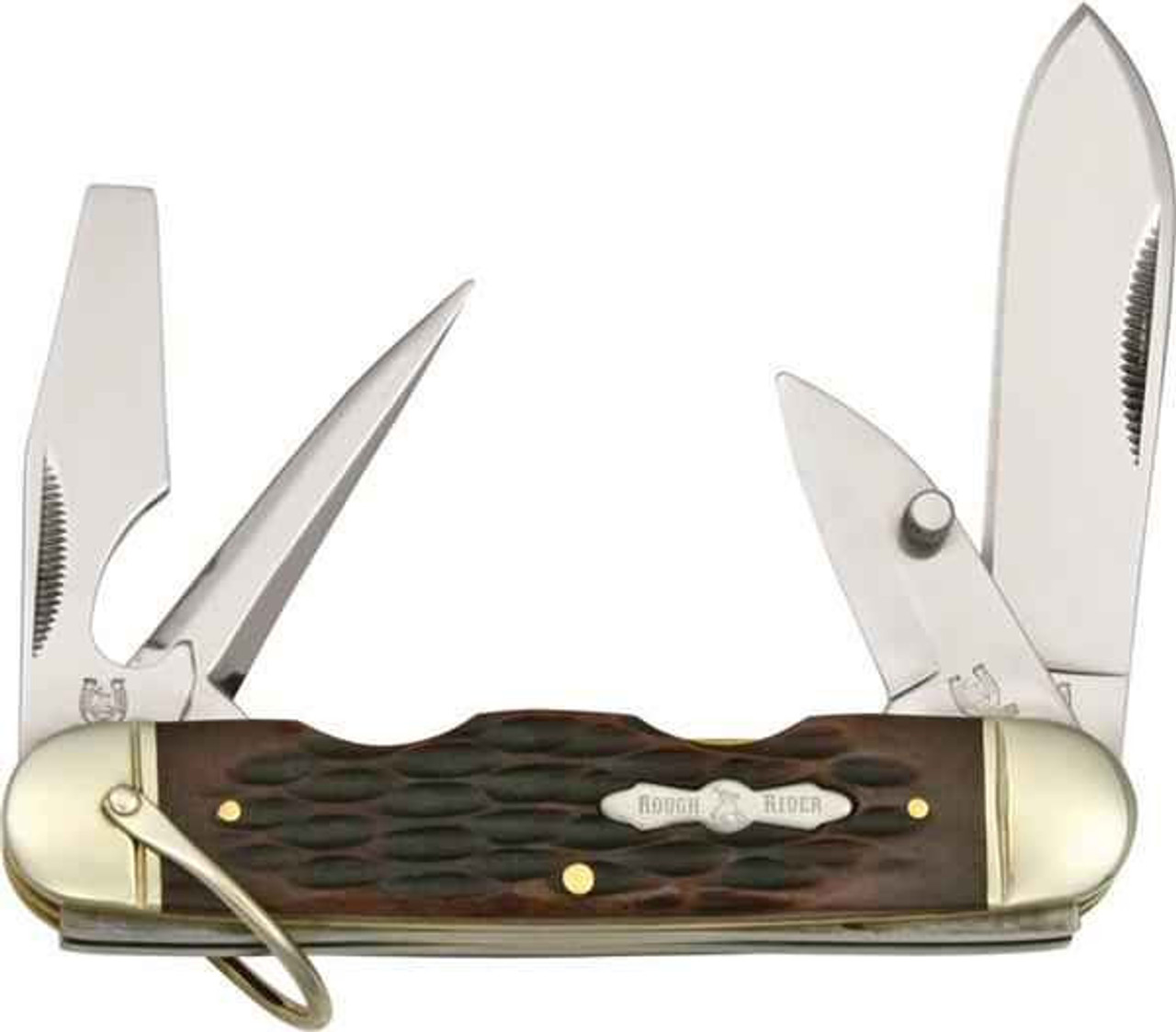 Rough Ryder Camp Knife, Amber Jigged Bone