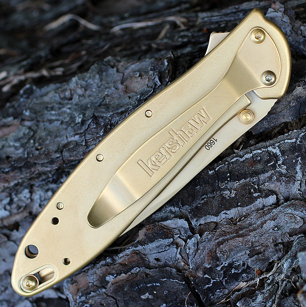 Kershaw Leek 1660G 14C28N 24K Gold Plated Stainless | Knifeworks