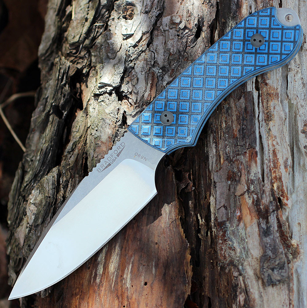 Bradford Guardian4, 4.625" N690 Plain Blade, Blue/Black G-10 Handle