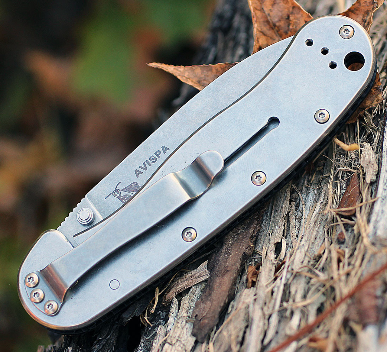 ESEE Avispa Folding Knife (BRK1302CF)- 3.50" Stonewashed D2 Drop Point Blade, Black Carbon Fiber and G-10 Handle