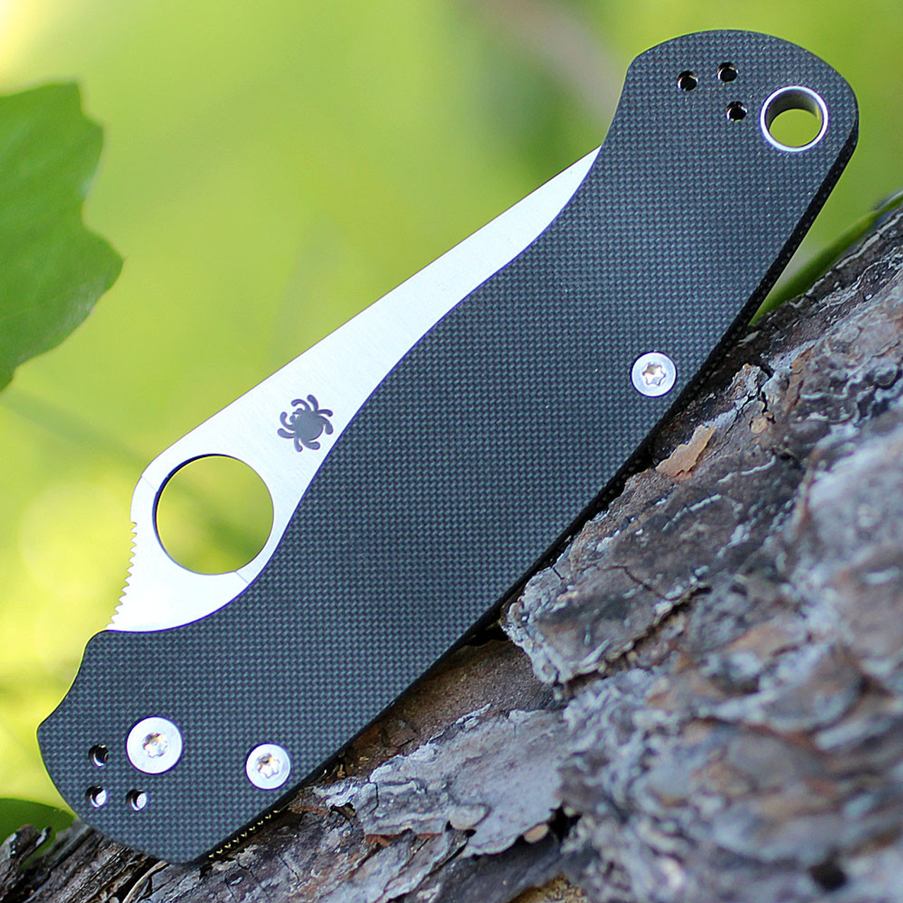 Spyderco C81GPLE2 Para Military 2 Left Handed, 3.42 in CPM S30V  Satin Plain Blade, Black G-10 Handle