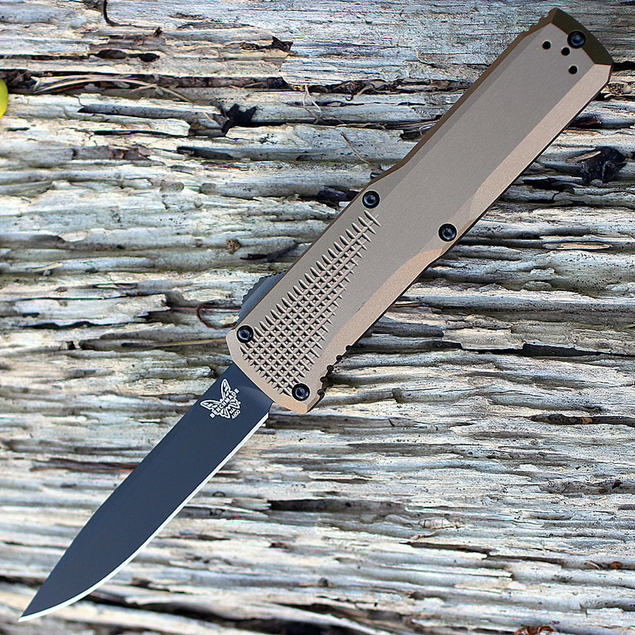 Benchmade 4600DLC-1 PHAETON Auto, 3.45" CPM-S30V Plain DLC Blade, Dark Earth Anodized Aluminum Handles