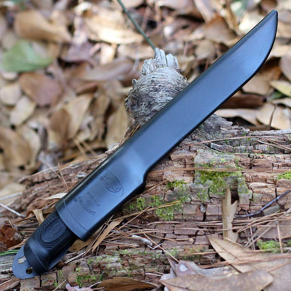 Black plastic belt sheath with fillet knife Marttiini Basic 19