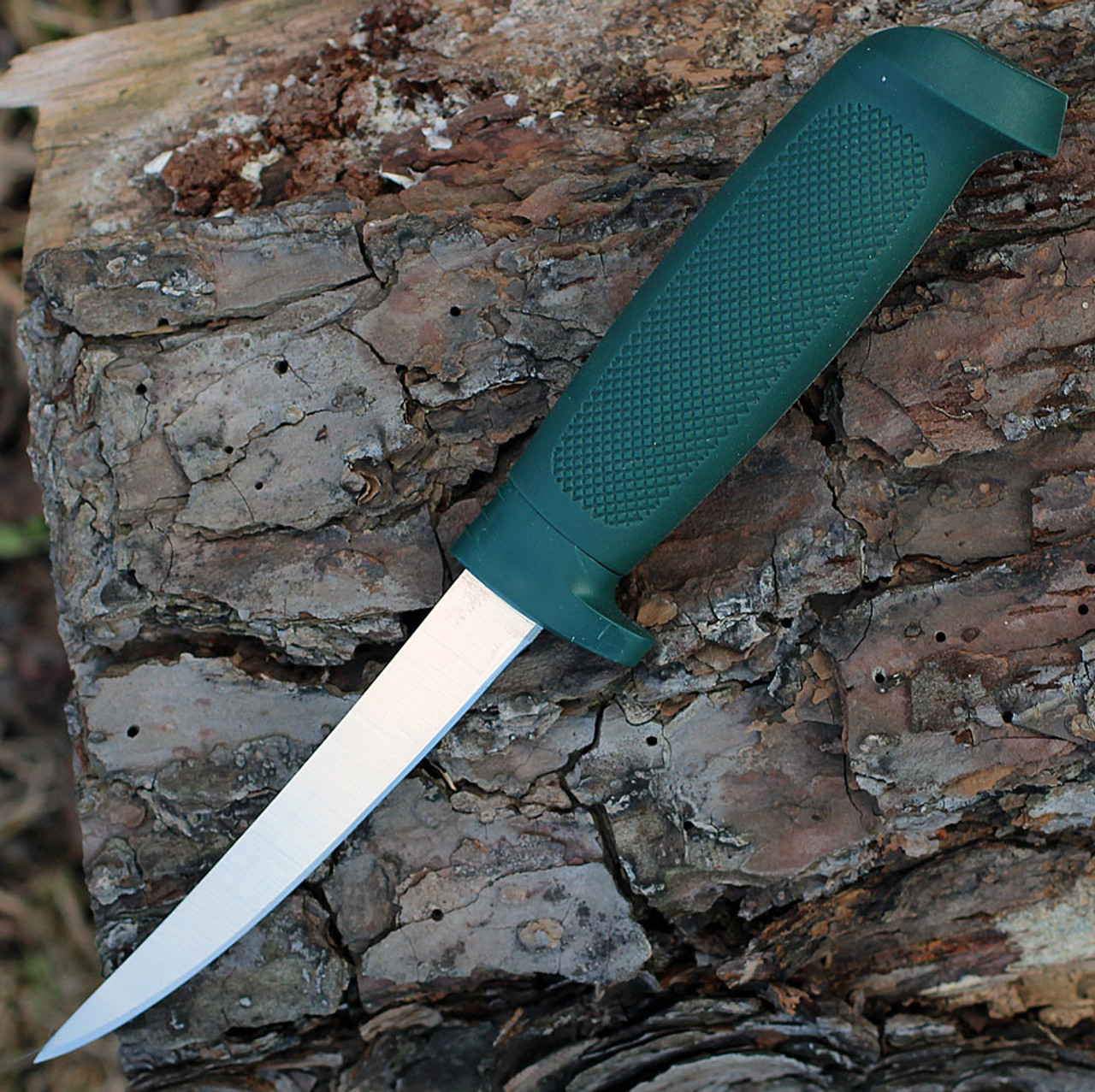 Marttiini 837010 Basic Fillet Knife, 7.5" Stainless Blade, Green Rubber Handle