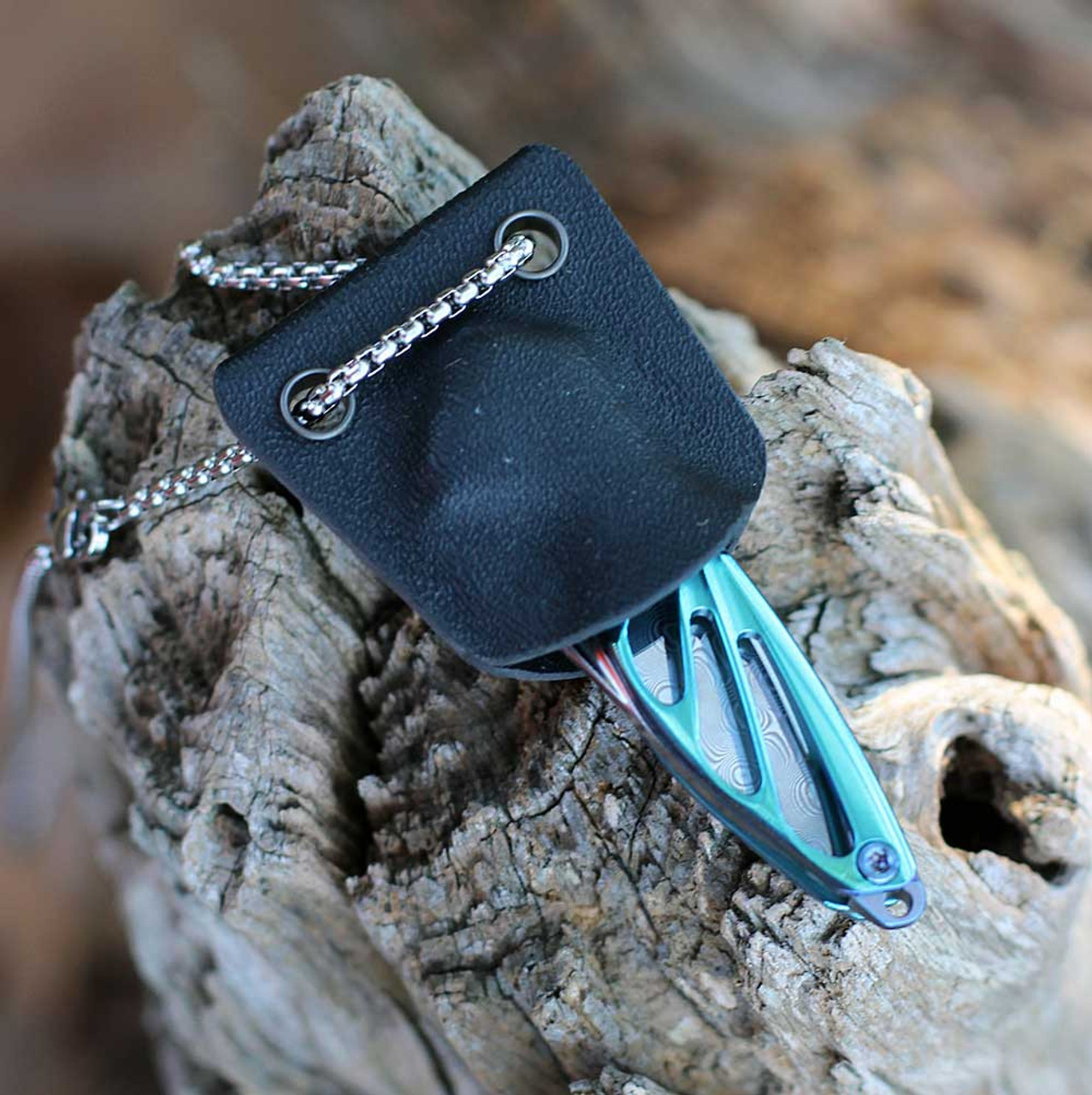 Rike Knife MINI Hummingbird Framelock, 1.57" Damascus Plain Blade, Green Titanium Handle