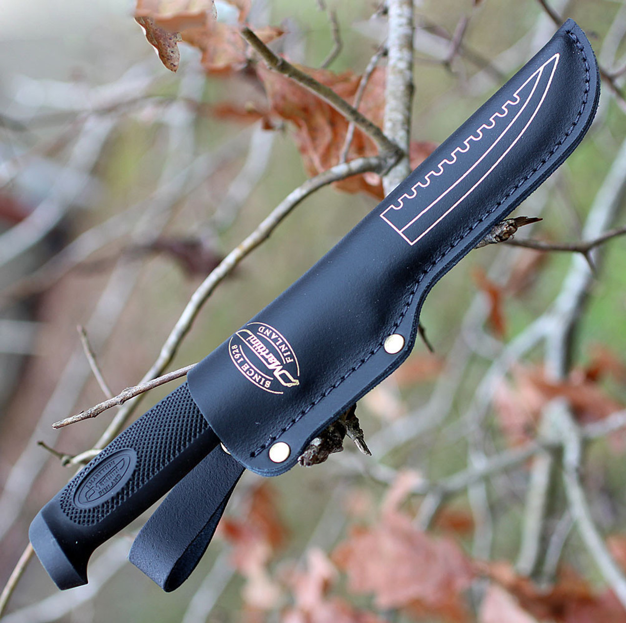 Marttiini 175014 Fisherman's Knife, 4.25" Stainless Plain Blade, Black Rubber Handle