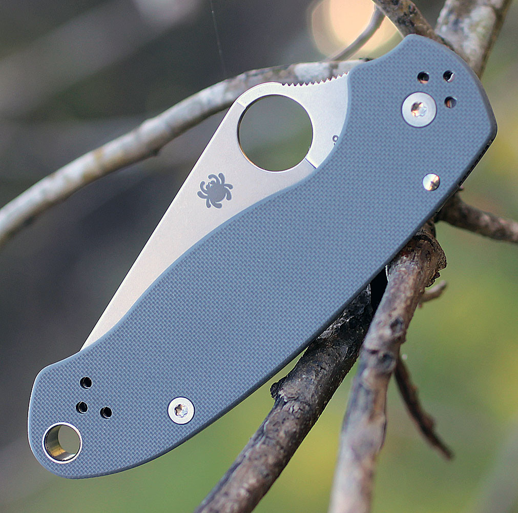 Spyderco C223GPDGY folded with 4-position pocket clip