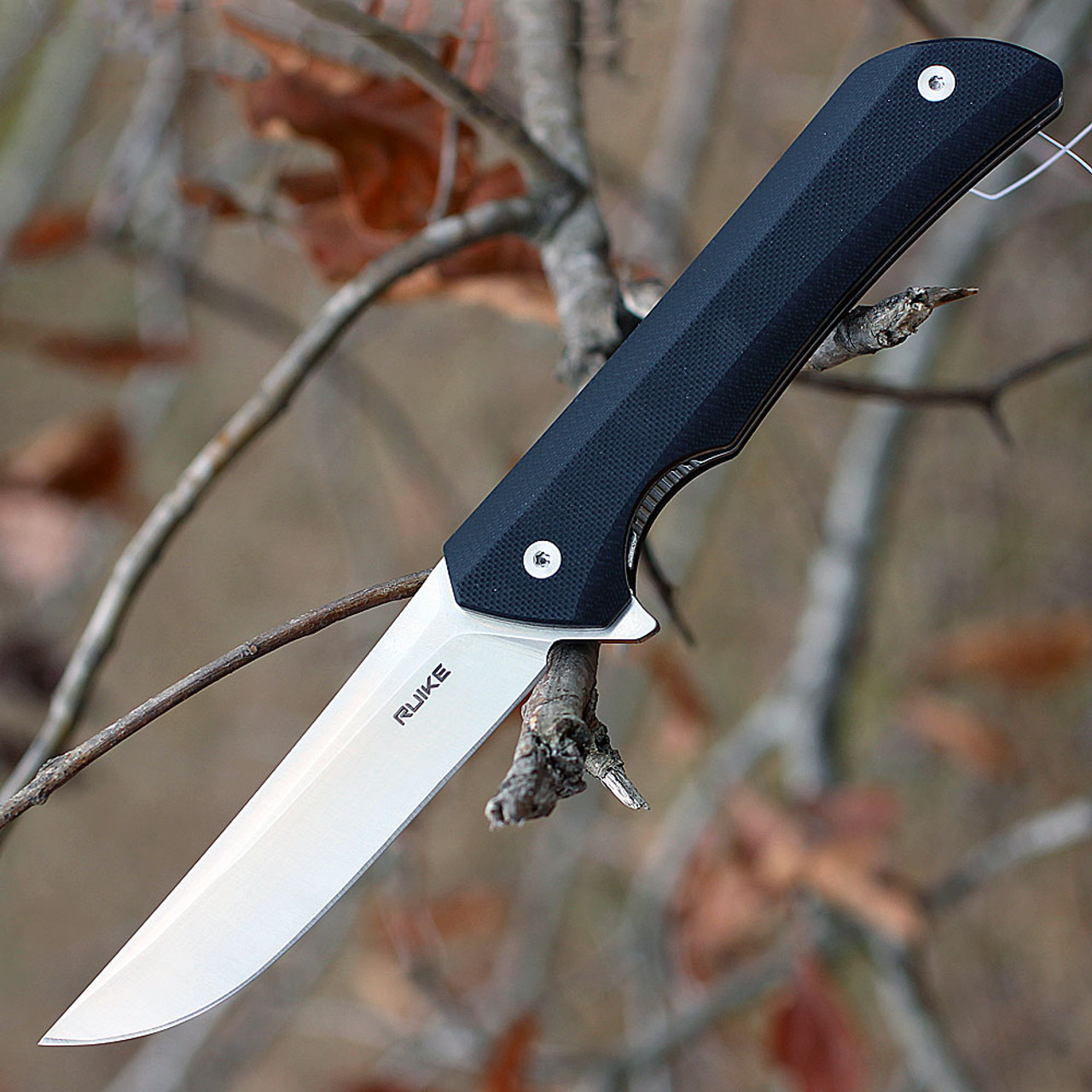 Ruike Hussar P121B, 3.62" 14C28N Plain Blade, Black G-10 Handle