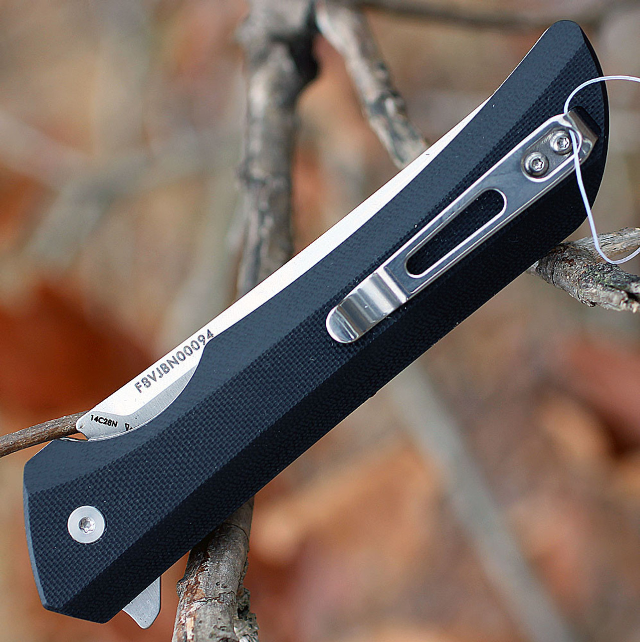 Ruike Hussar P121B, 3.62" 14C28N Plain Blade, Black G-10 Handle