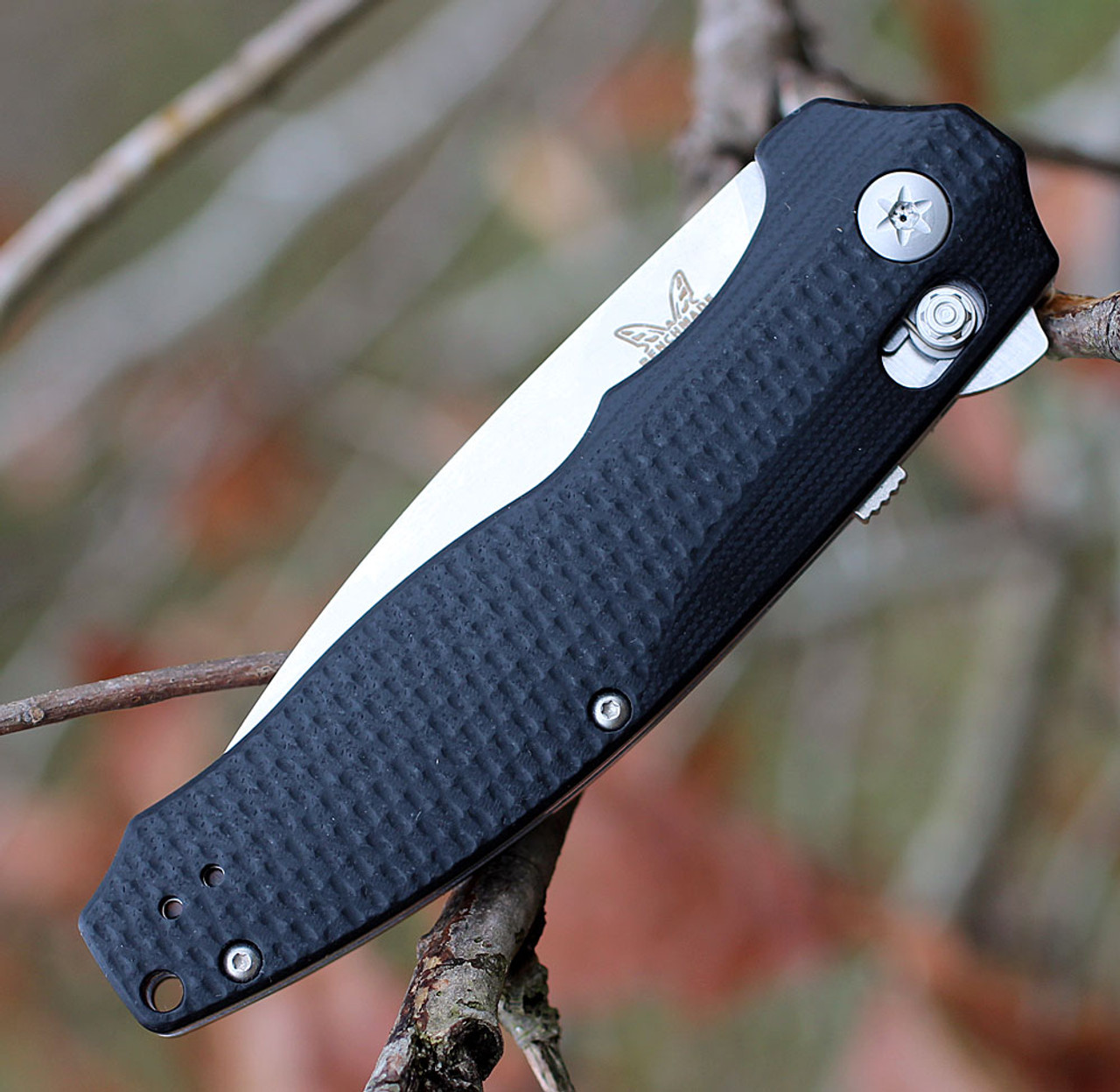 Benchmade Vect Axis Assist (495) 3.6" CPM-S30V Spear Point Satin Plain Blade, Black Contoured G-10 Handle