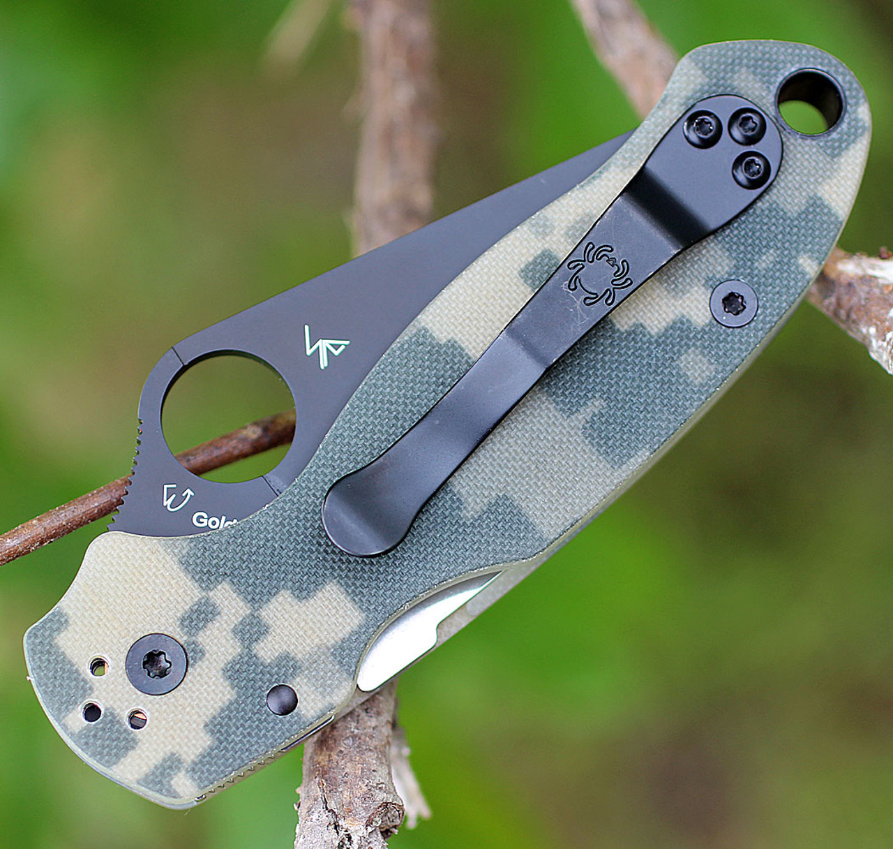 Spyderco Para 3 G-10 Digital Camouflage C223GPCMOBK, 2.95" CPM S45V Black Plain Blade