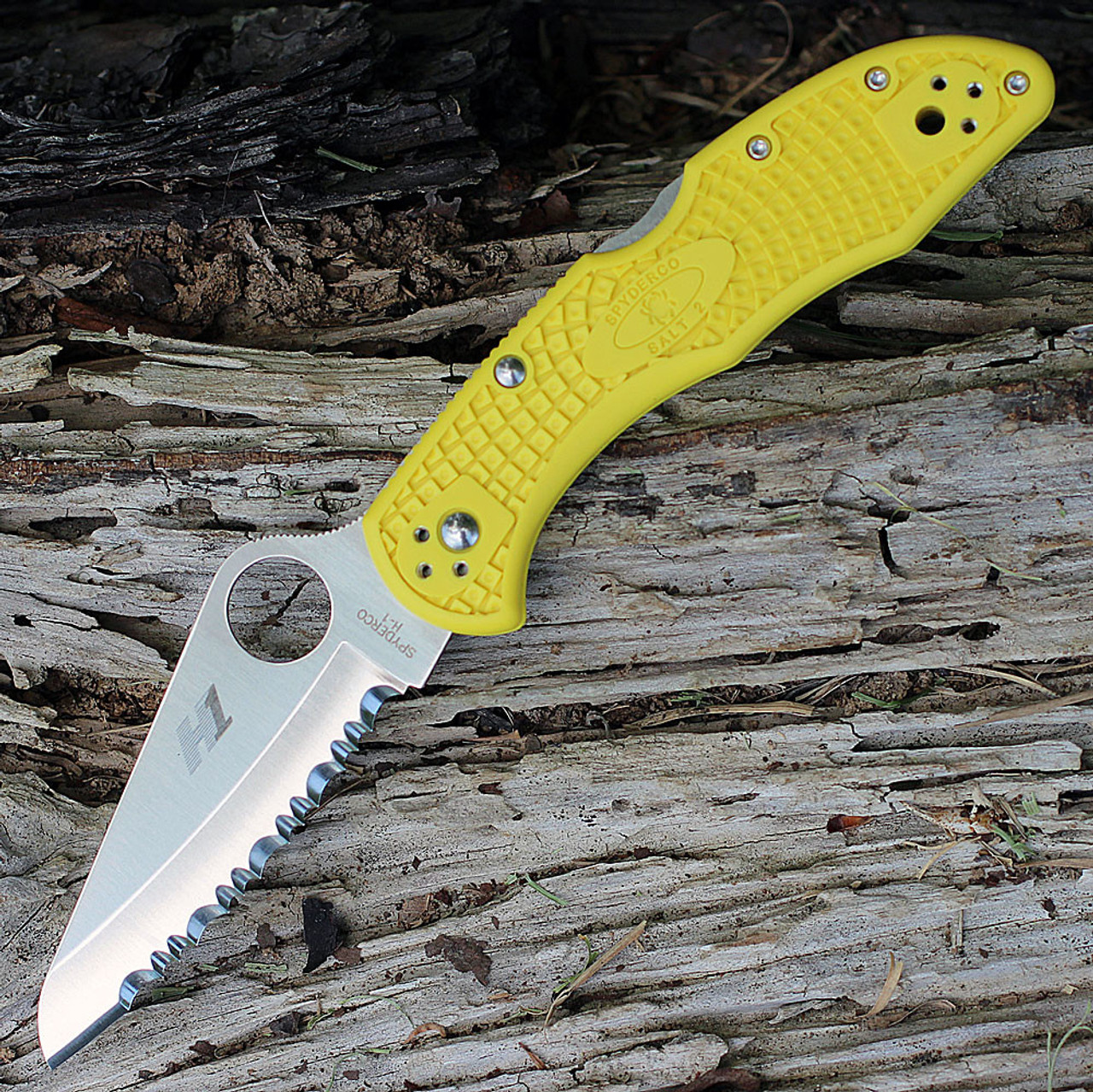 Spyderco C88SYL2 SALT 2, H1 Serrated Blade, Yellow FRN