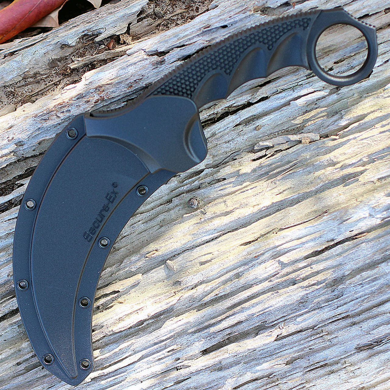 Cold Steel Steel Tiger Karambit (CS49KST) 4.75" AUS-8A Stonewashed Hawkbill Plain Blade, Black Grivory Handle, Black Secure-Ex Sheath