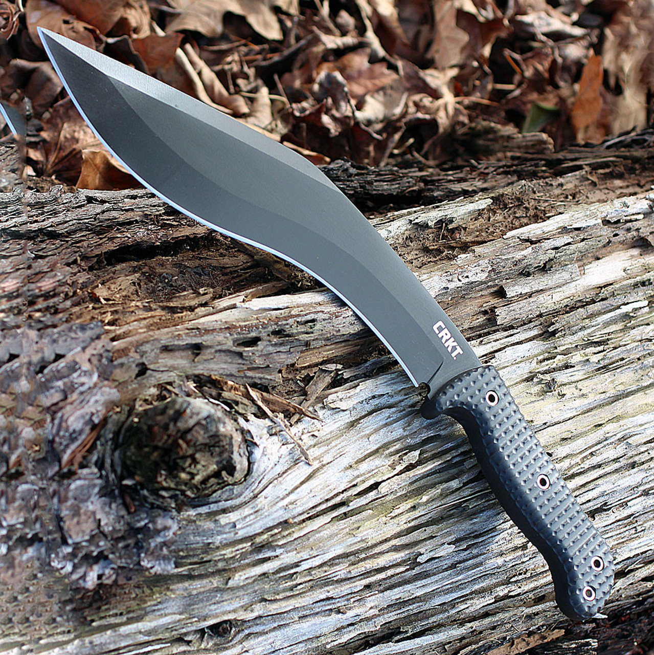 CRKT KUK Kukri Machete (CR2742) 10.63" 65Mn Black Powder Coated Recurve Plain Blade, Black Glass Reinforced Nylon Handle, Black Nylon Belt Sheath