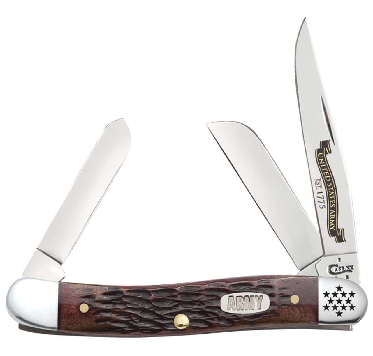 Case 15026 US Army Medium Stockman, Rogers Jigged Walnut Bone Handle (6318 SS)