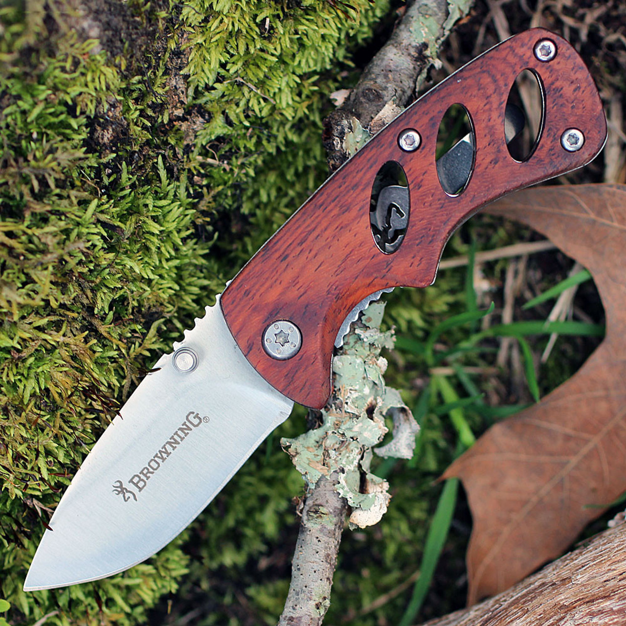 Browning Small Cocobolo Linerlock, 2" 440 Plain Blade, Cocobolo Wood Handle