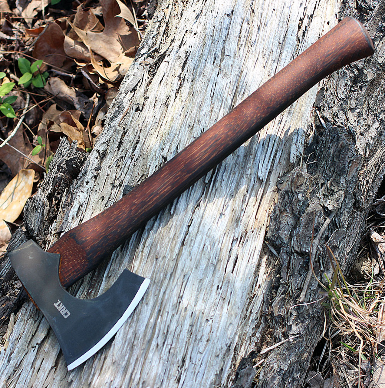 CRKT Freyr Axe (CR2746) 4.53" Black Manganese Phosphate Coated Axe with a 4.5" Cutting Edge, Tennessee Hickory Wood Handle