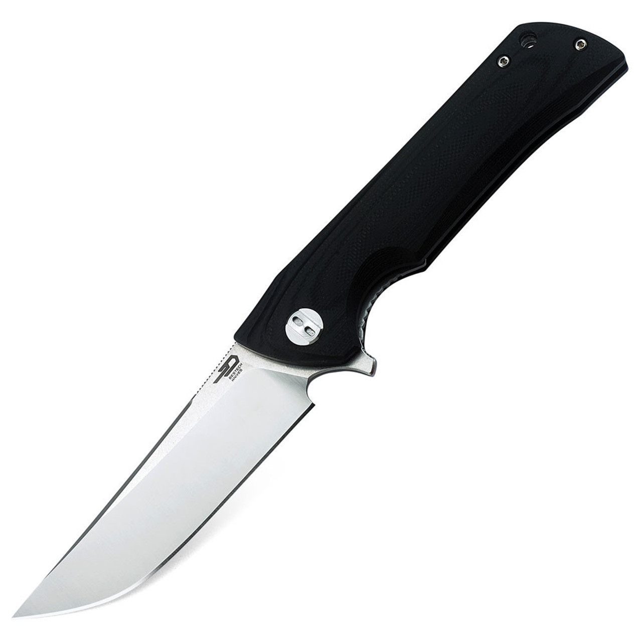 Bestech Paladin BG13A-1, 3.54" D2 Steel Stonewash Plain Blade, Black G-10 Handle