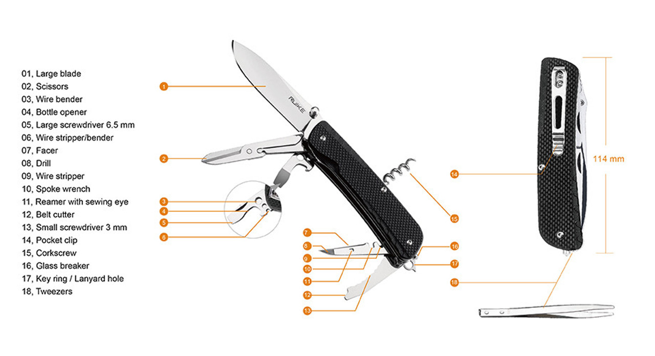 Ruike LD31-B Trekker, 3.35" 12C27 Plain Blade, Black G-10 Handle