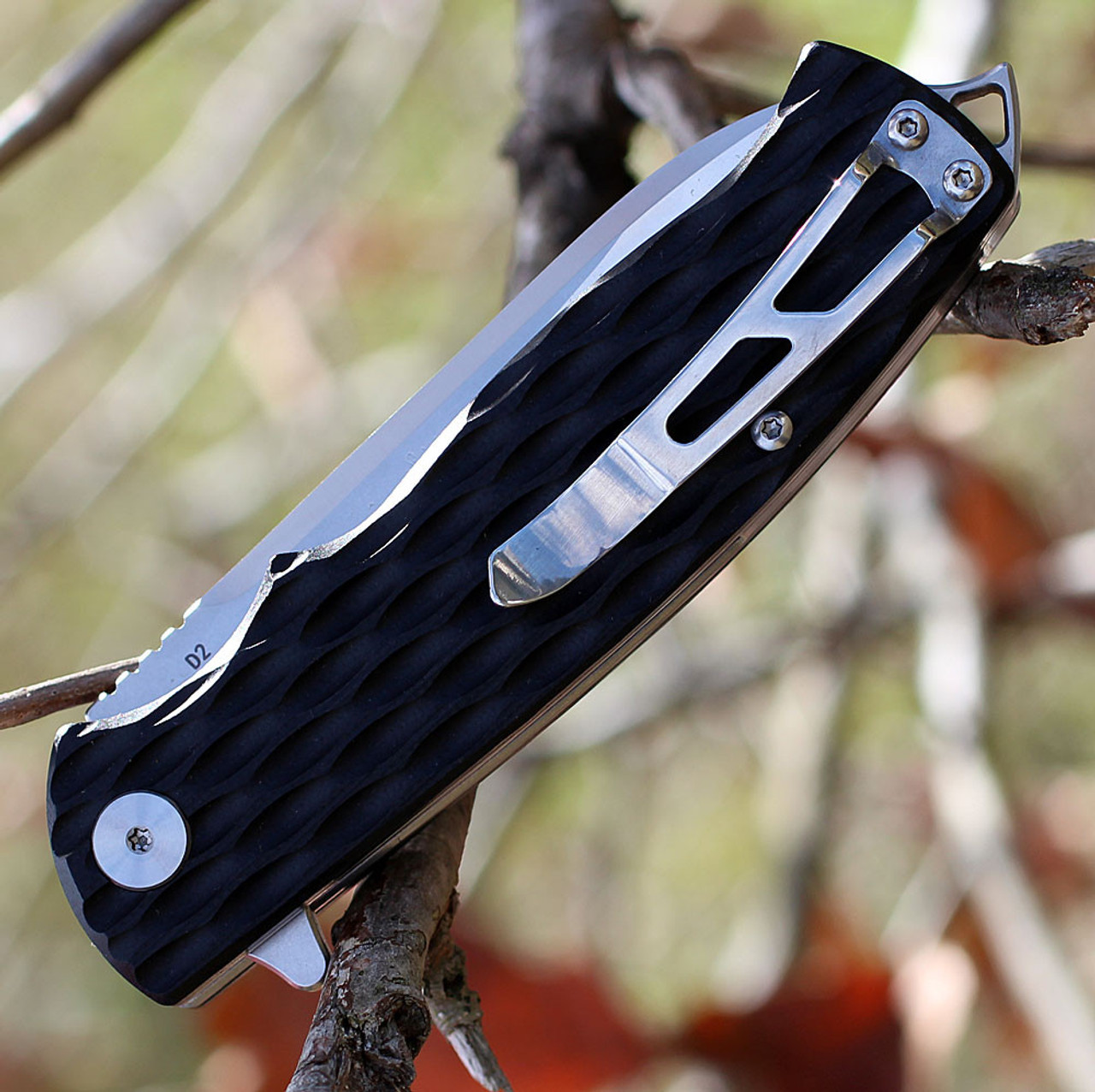 Bestech G02A Grampus, 3.5" D2 Plain Blade, Black G-10 Handle