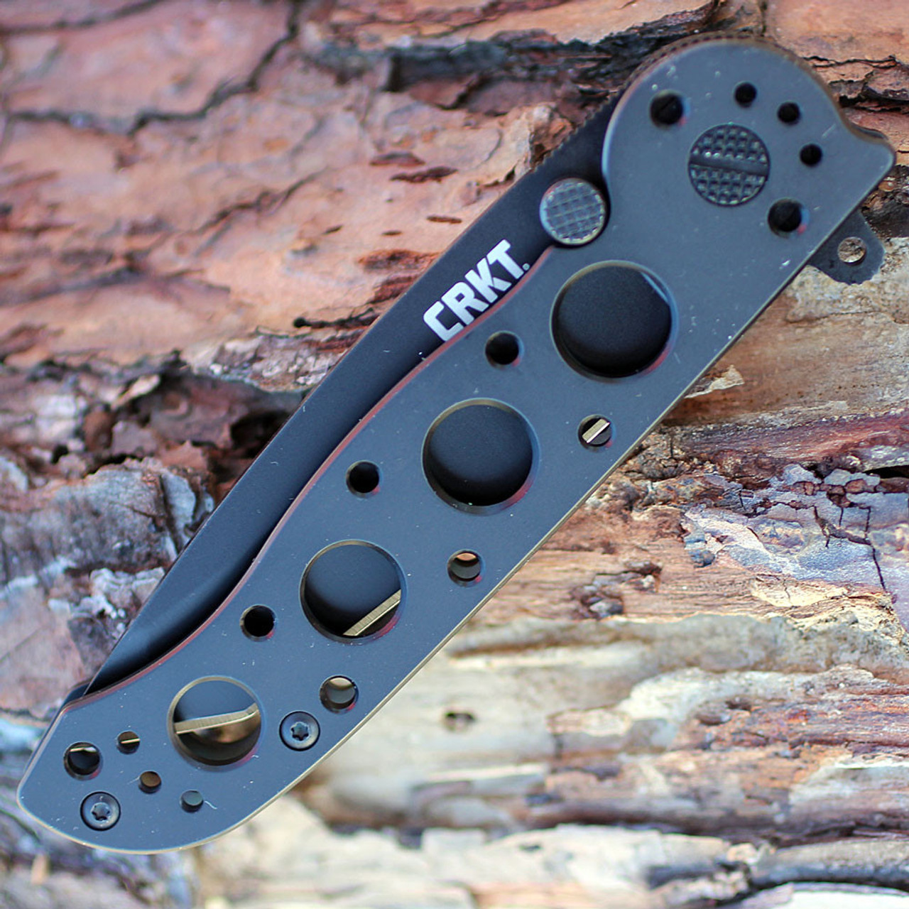 CRKT M16 (CR02KS) 3.06" Sandvik 12C27 Black Oxide Coated Tanto Plain Blade, Black Stainless Steel Handle