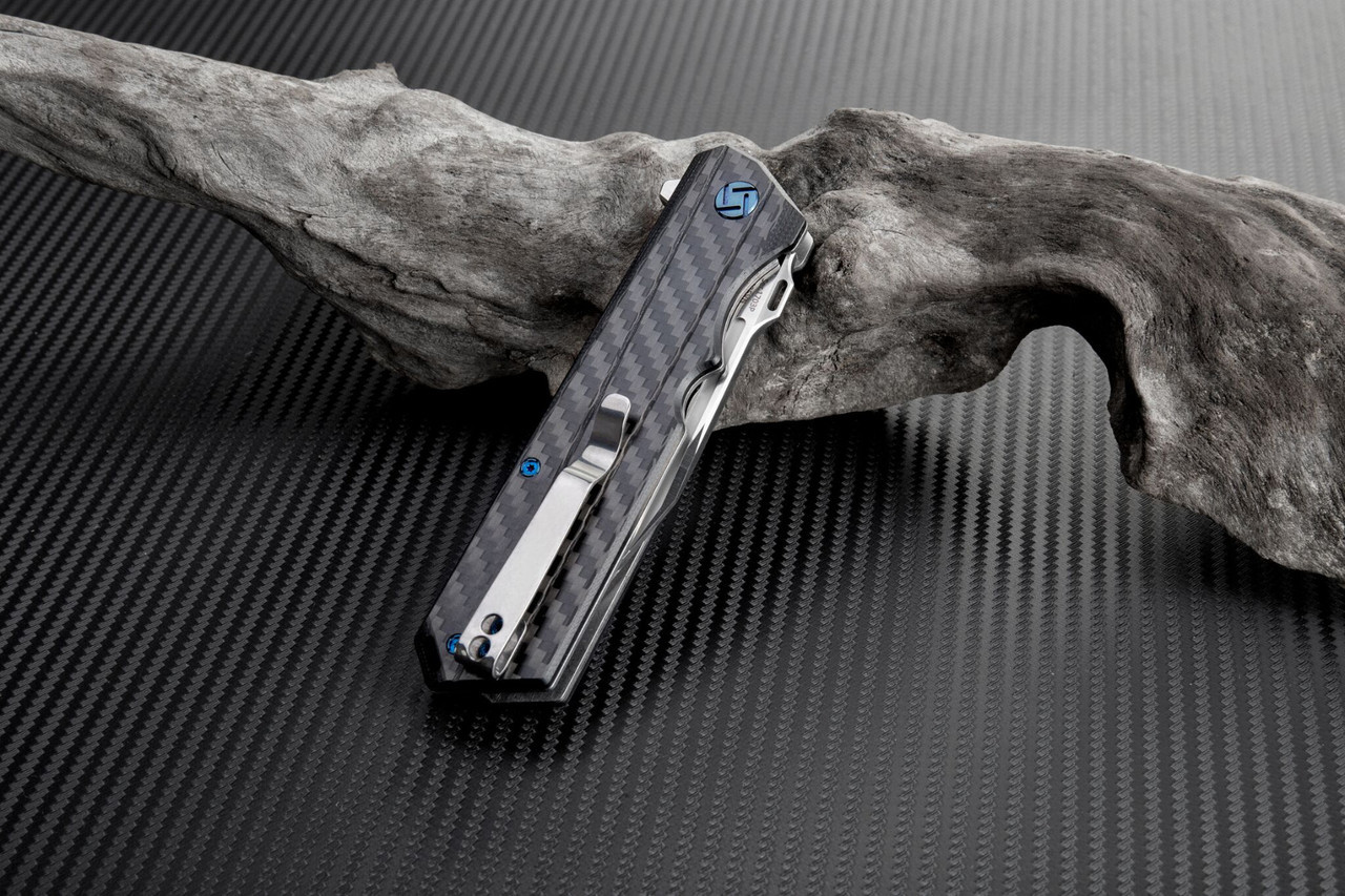 Artisan Littoral ATZ1703PCF, 3.54 in. S35VN Plain Blade, Carbon Fiber Handle