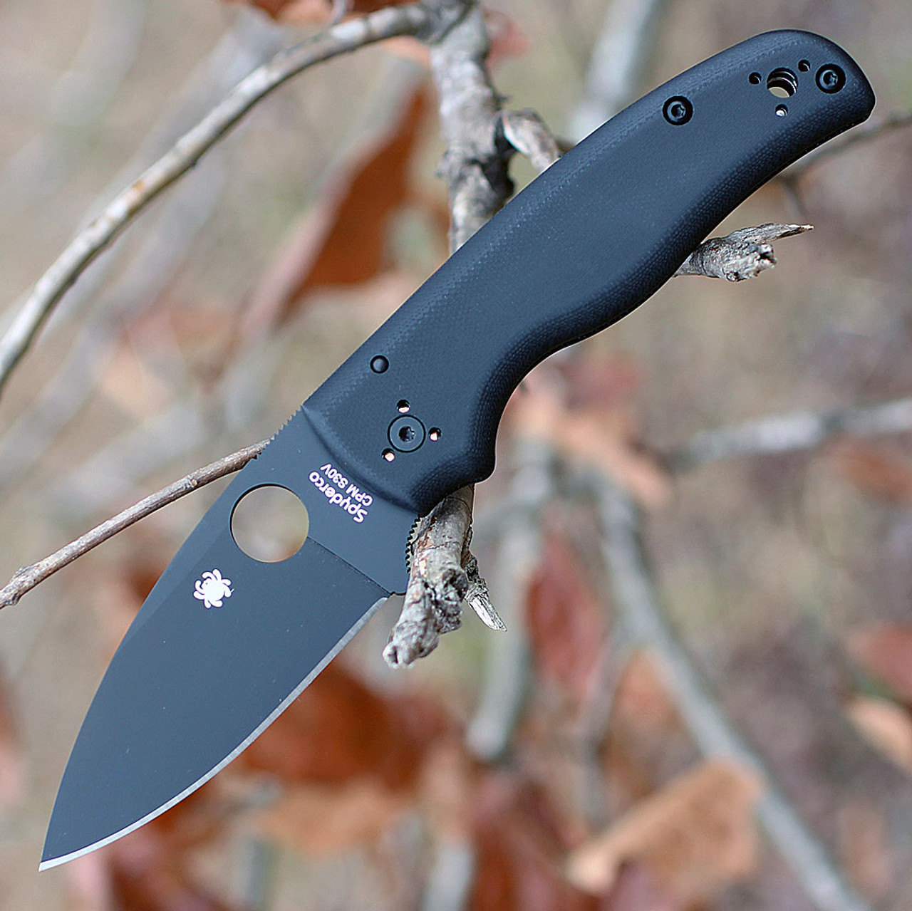 Spyderco CGPBK Shaman, 3." CPM SV Plain Black Blade, Black