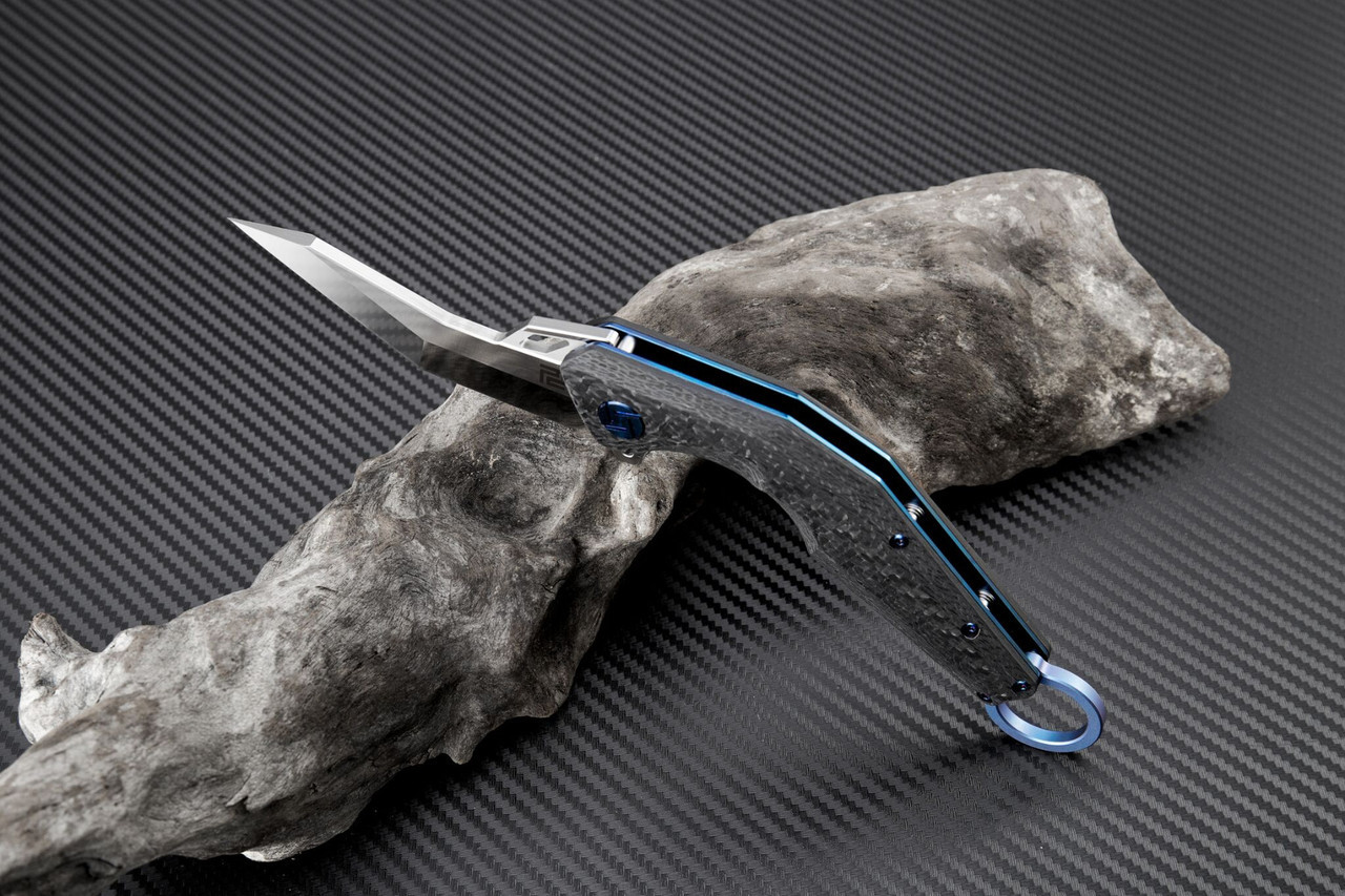 Artisan Cobra ATZ1811GBUS, 3.15" S35VN Plain Blade, Blue Carbon Fiber Handle