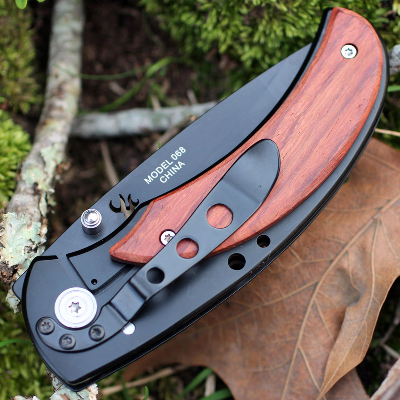 Browning Black/Cocobolo Framelock, 3.5" Black Stainless Plain Blade, Cocobolo Handle