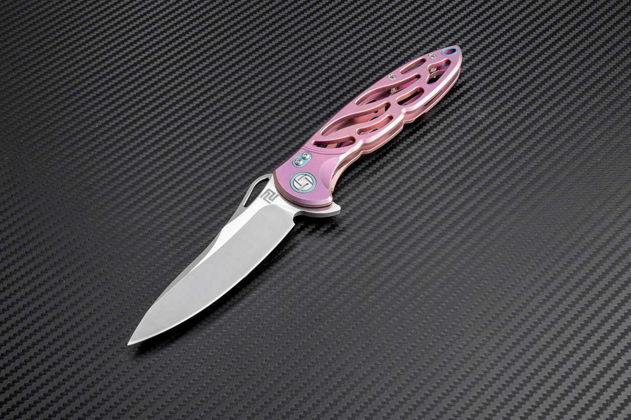 Artisan Dragonfly ATZ1801GRES, 3.94" S35VN Plain Blade, Rose TC4 Titanium Handle