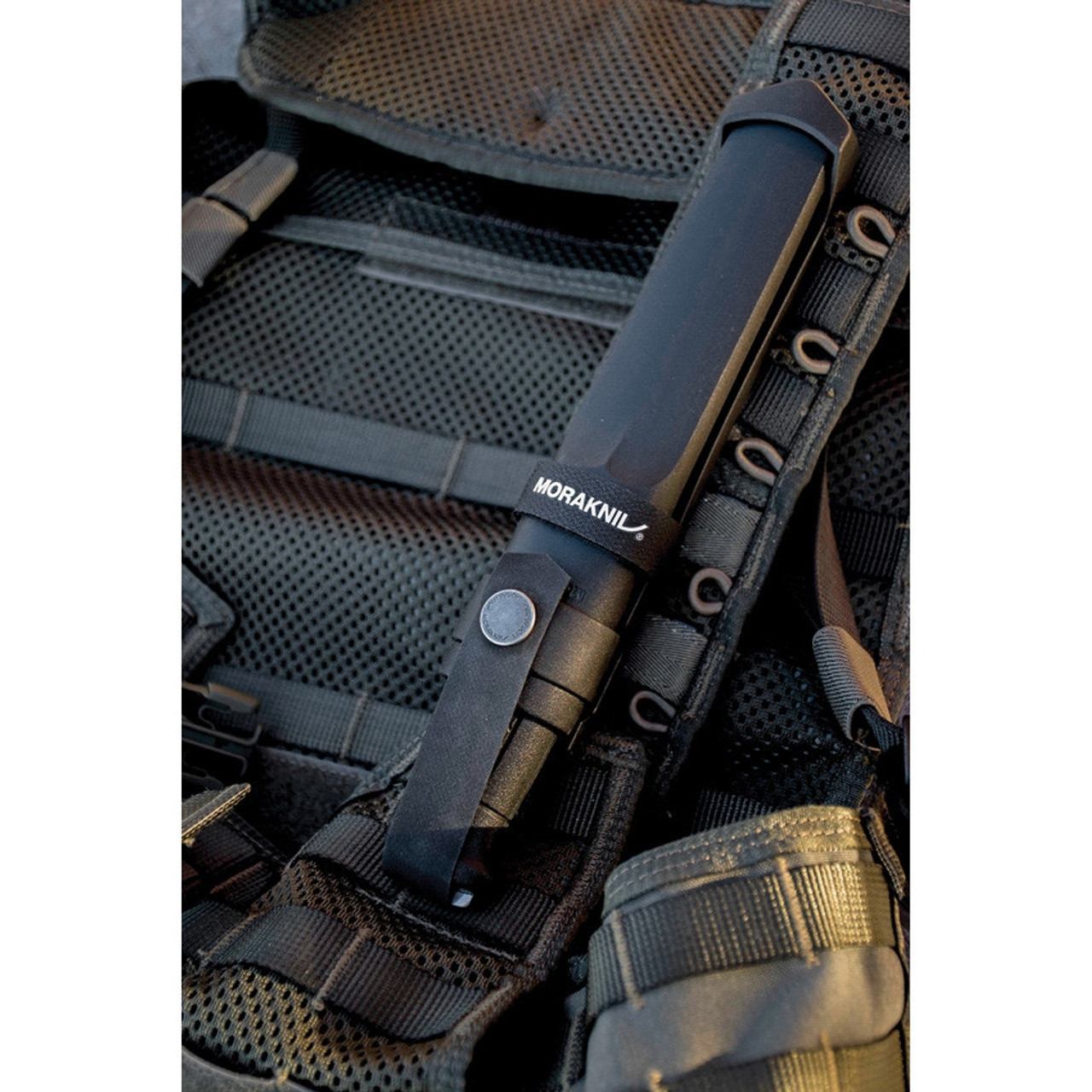 MoraKniv Garberg, 4.25" Carbon Steel Black Plain Blade, Black Multi-Mount Sheath