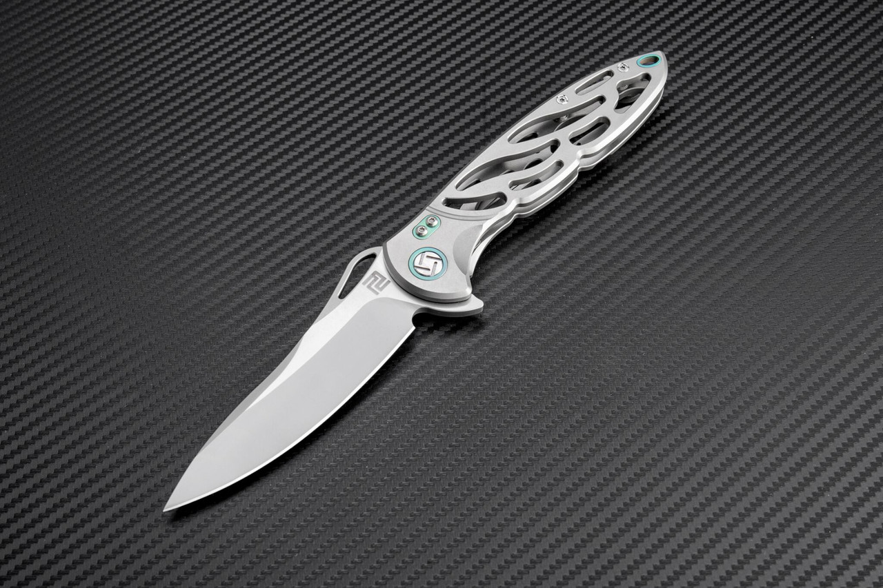 Artisan Dragonfly ATZ1801GGYS, 3.94" S35VN Plain Blade, Gray TC4 Titanium Handle