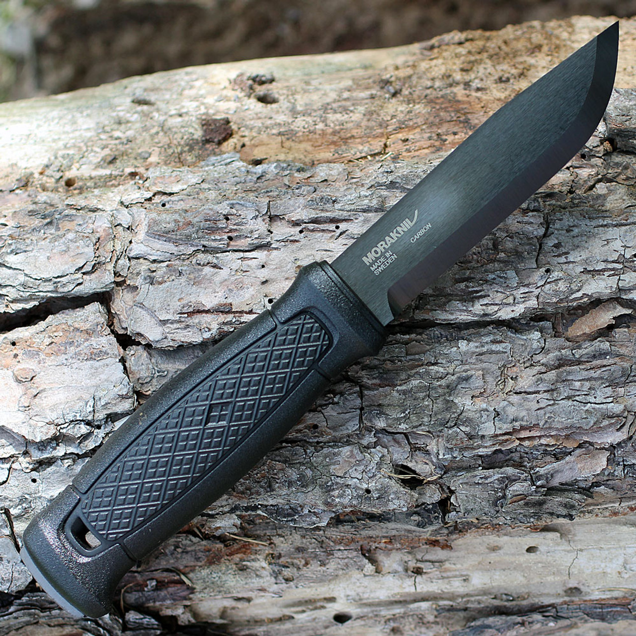 MoraKniv Garberg, 4.25" Carbon Steel Black Plain Blade, Black Leather Sheath