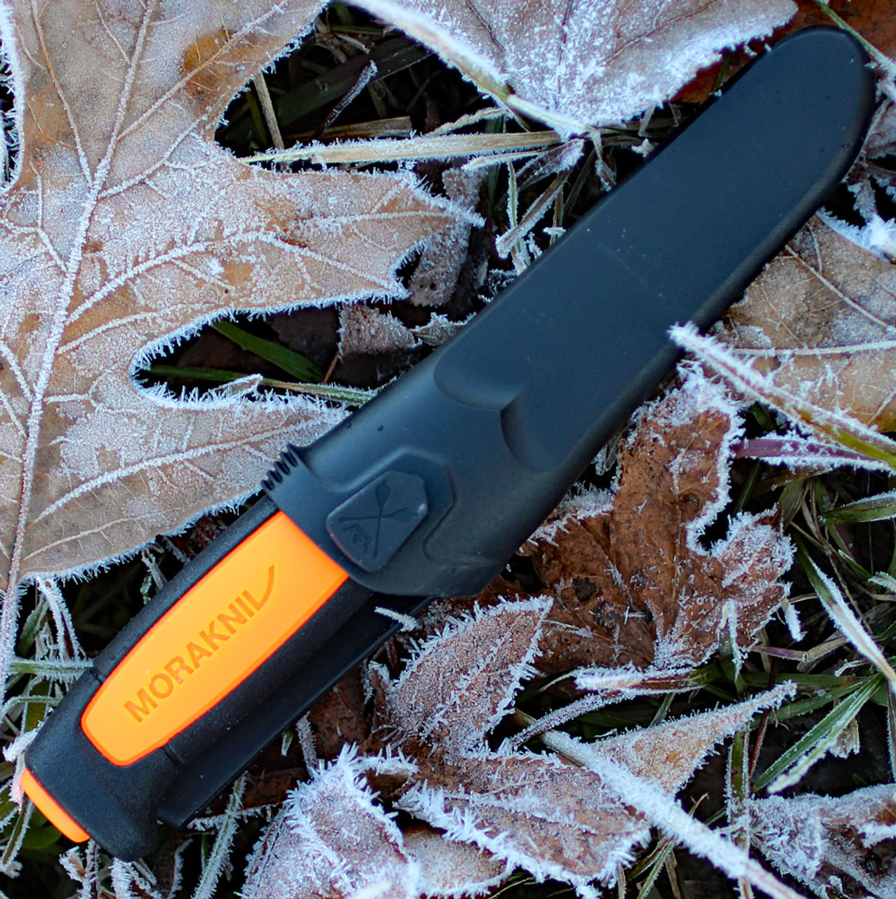 Mora Basic 546 (FT02206) 3.5" Swedish Stainless Steel Satin Clip Point Plain Blade, Black and Orange Polypropylene Handle, Black Polypropylene Belt Sheath