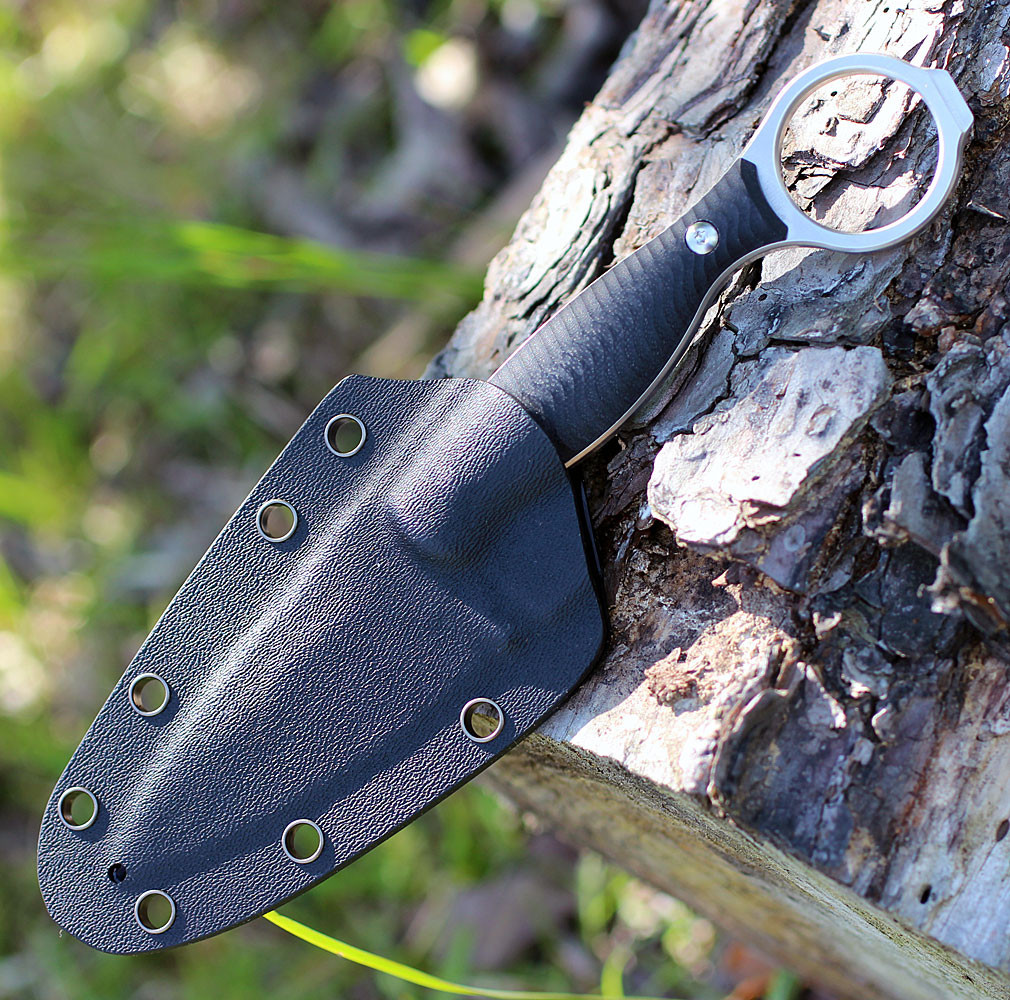 Boker Plus Accomplice (02BO175) 3.23" Sandvik 14C28N Satin Spear Point Plain Blade, Black Sculpted G-10 Handle, Black Kydex Sheath