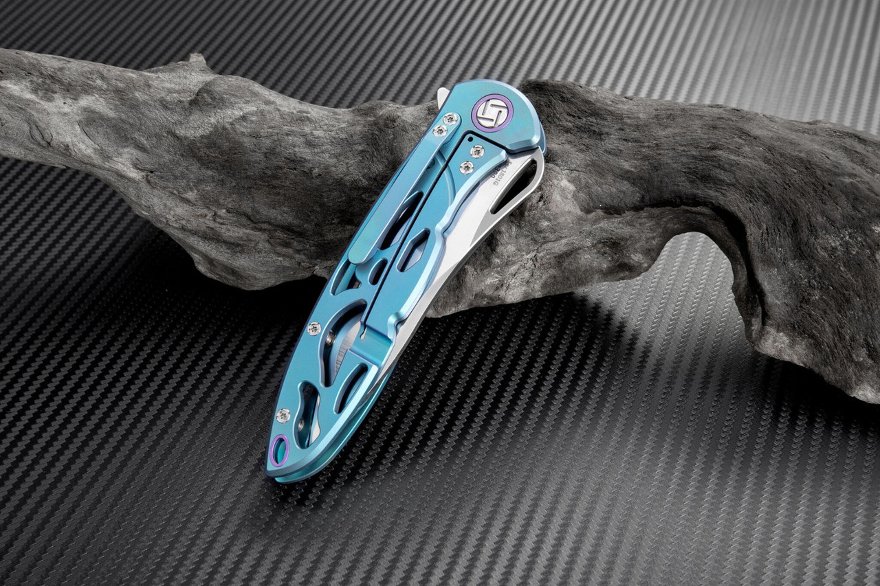 Artisan Dragonfly ATZ1801GGNS, 3.94" S35VN Plain Blade, Green TC4 Titanium Handle