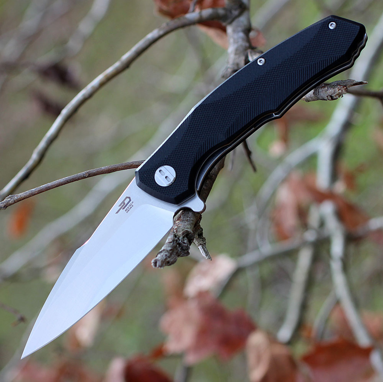 Bestech G04A Warwolf, 3.5" D2 Plain Blade, Black G-10 Handle