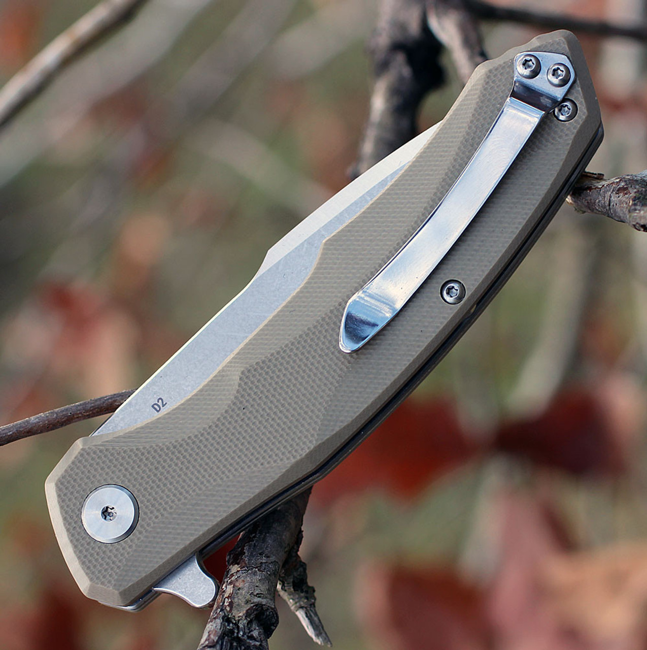 Bestech G04C Warwolf, 3.5" D2 Plain Blade, Army Green G-10 Handle