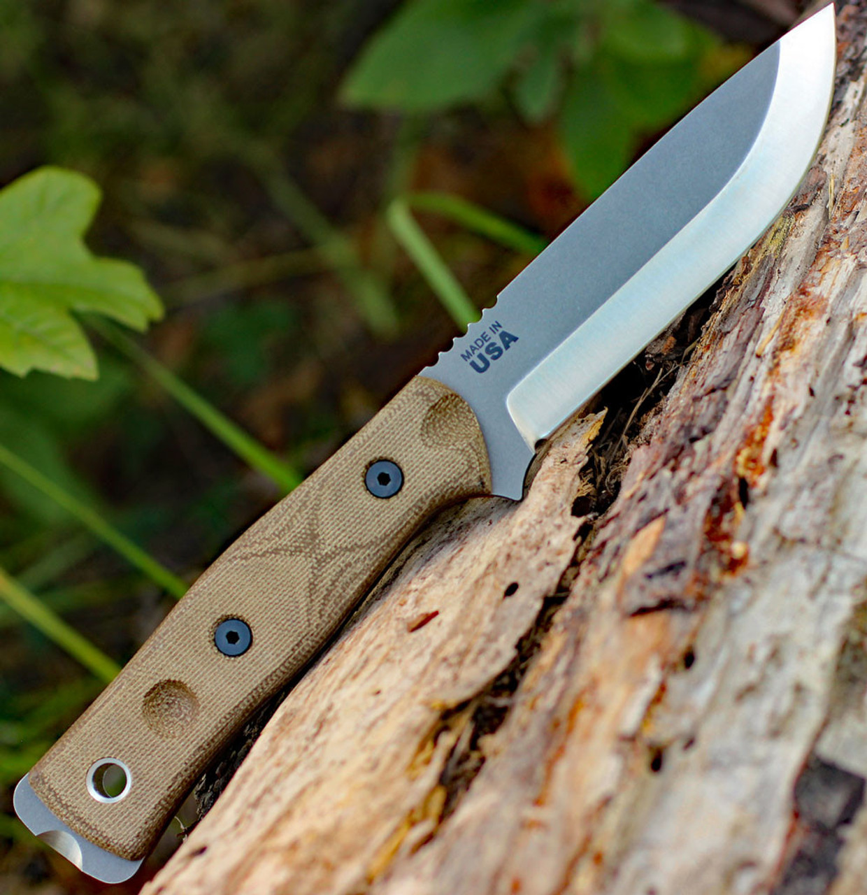 TOPS BROS154GCM B.O.B. Fieldcraft, 4.75" 154CM Plain Blade, Green Canvas Micarta Handle-Kydex Sheath