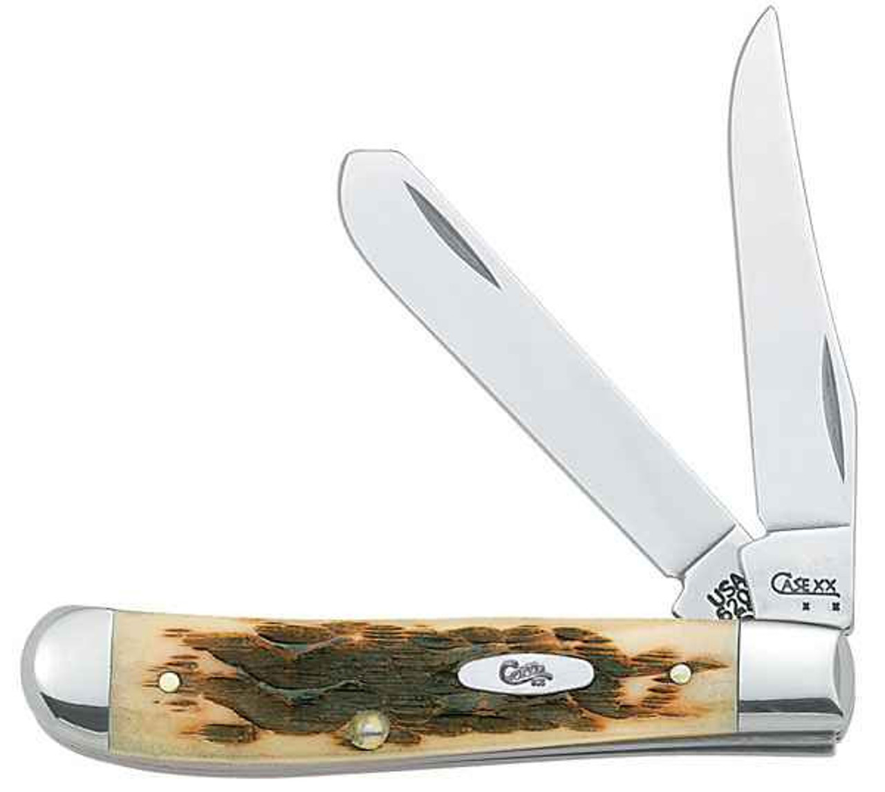 Case 00013 Mini Trapper, Peach Seed Jig Amber Bone Handle (6207 SS)