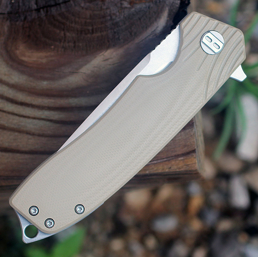 Bestech G01C Lion, 3.5" D2 Plain Blade, Beige G-10 Handle