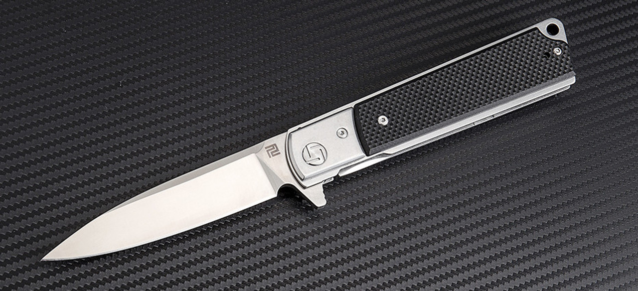 Artisan Classic ATZ1802PBKF, 3.94" D2 Steel Plain Blade, Black G10 Handle