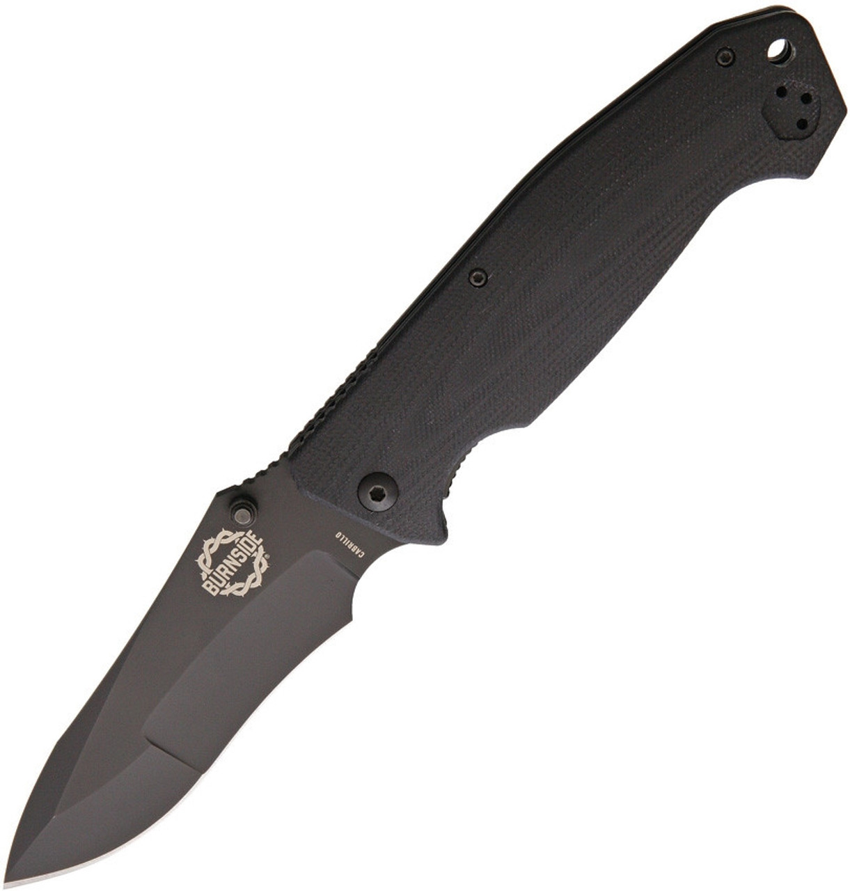 Burnside Cabrillo, 4" Black AUS-8 Plain Blade, Black G-10 Handle
