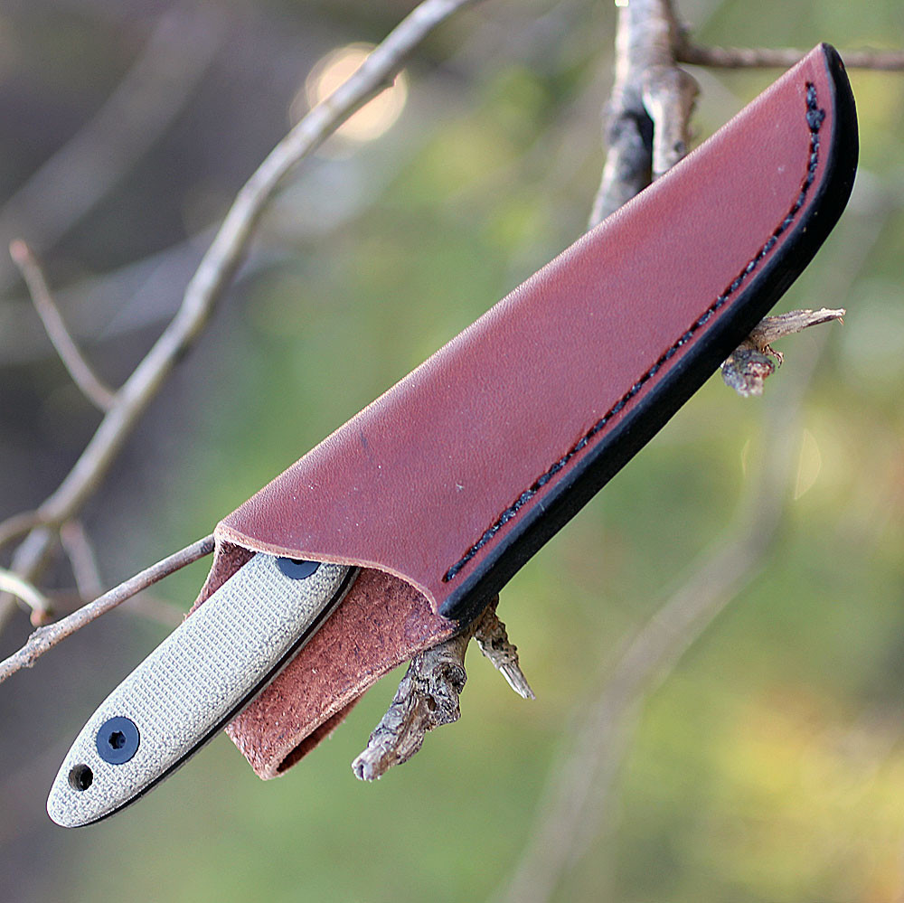 ESEE-CR2.5-BO Camp-Lore 6.25" Black Oxide Fixed Blade, 2.5" 1095 Flat Grind Blade, Micarta Handle, Leather Sheath
